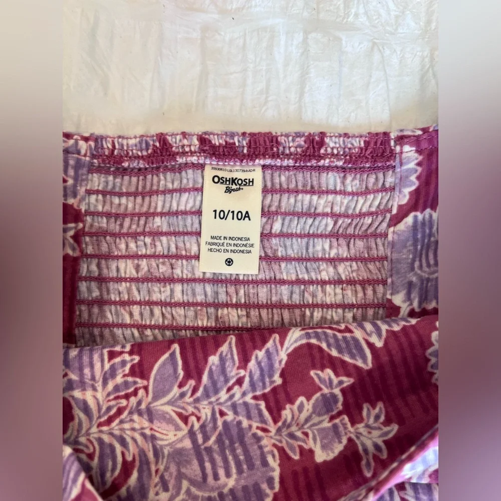OshKosh B'gosh Burgundy Floral Smocked Dress Size 10 BNWT